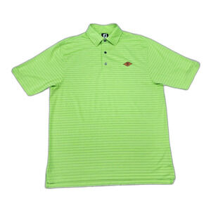 FootJoy Men’s Lime Green Stripe Golf Polo Shirt FJ Foot Joy Size M